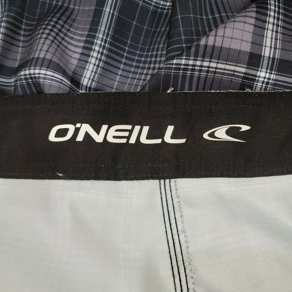 O'Neill Mens 40‎ Grey Black Plaid Boardshorts Surf Swim Wakeboarding Surfing - Picture 5 of 6